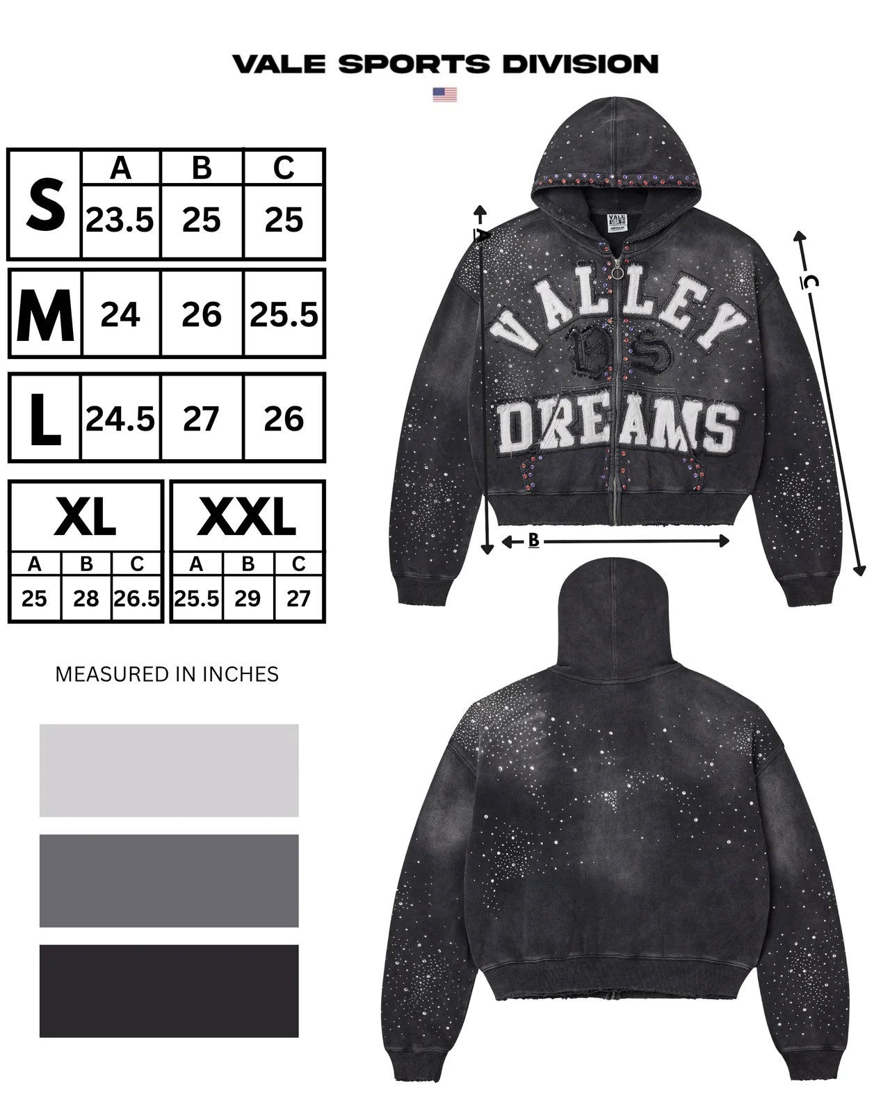 Vale Forever Valley Dreams Classico Black Zip-Up Hoodie