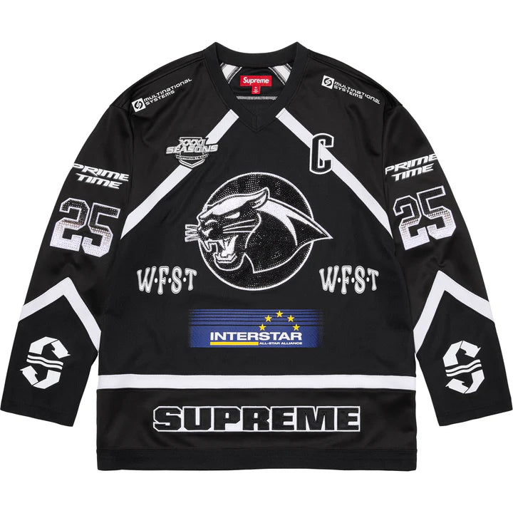 SUPREME RHINESTONE HOCKEY JERSEY BLACK