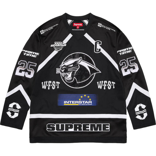 SUPREME RHINESTONE HOCKEY JERSEY BLACK