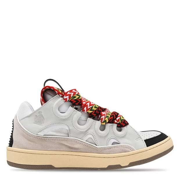 LANVIN LEATHER CURB SNEAKERS WHITE