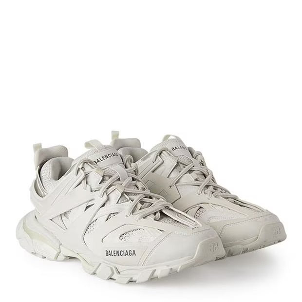 BALENCIAGA TRACK LOGO-DETAILED MESH AND RUBBER SNEAKERS WHITE