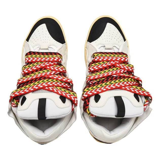 LANVIN LEATHER CURB SNEAKERS WHITE
