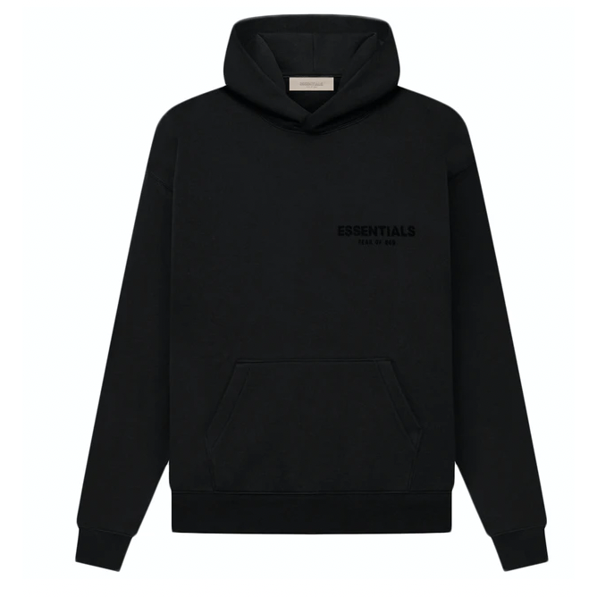 FEAR OF GOD ESSENTIALS LOGO POPOVER HOODY BLACK