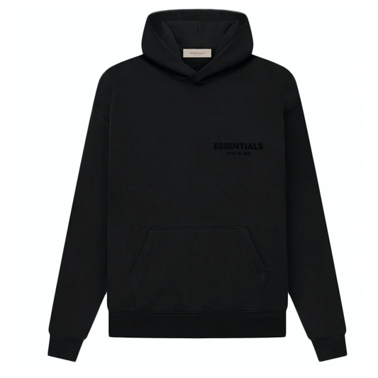 FEAR OF GOD ESSENTIALS LOGO POPOVER HOODY BLACK