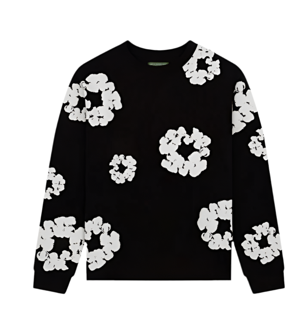 Denim Tears The Cotton Wreath Long-Sleeve Black T Shirt