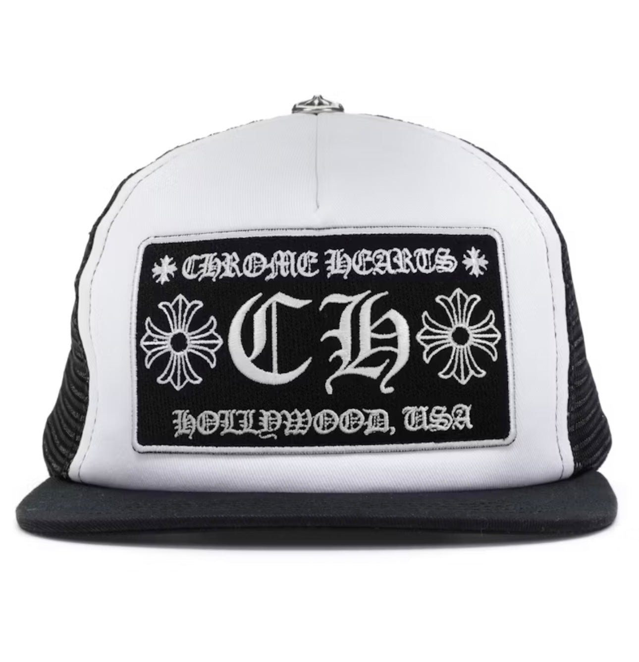 CHROME HEARTS CH HOLLYWOOD TRUCKER HAT BLACK/WHITE