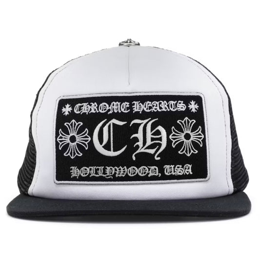 CHROME HEARTS CH HOLLYWOOD TRUCKER HAT BLACK/WHITE