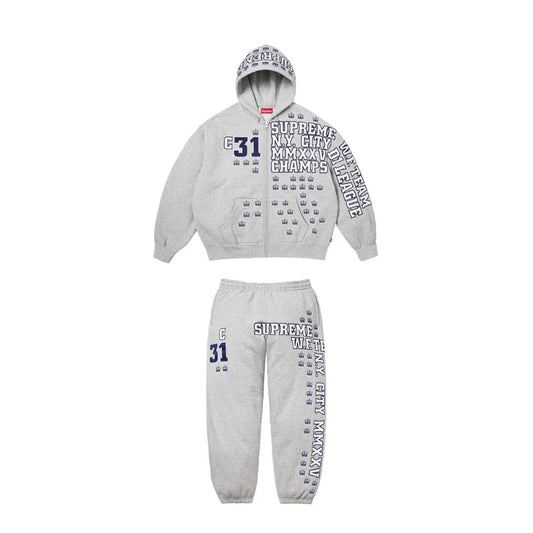 SUPREME LEAGUE CHAMPS ZIP UP TRACKSUIT GREY