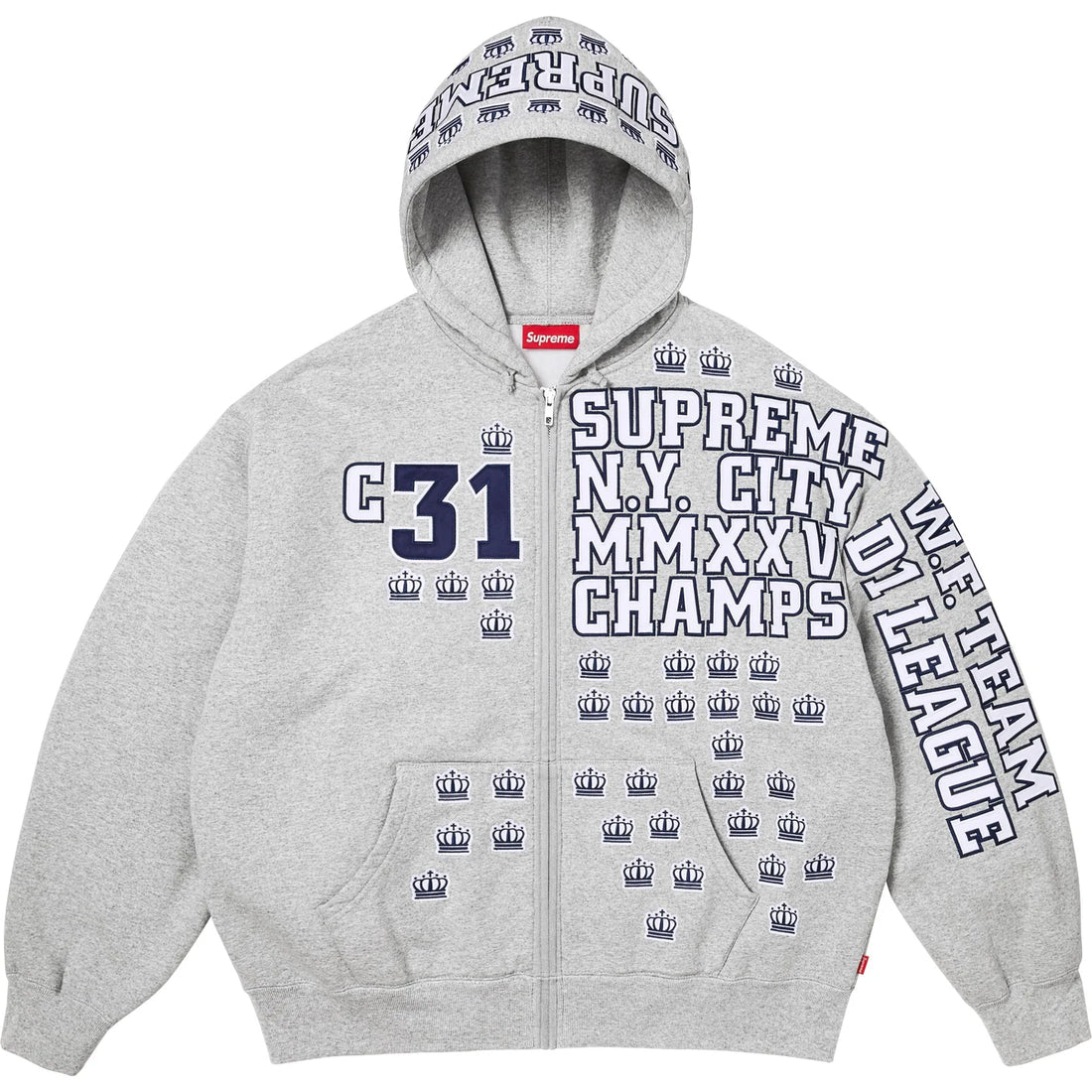 SUPREME LEAGUE CHAMPS ZIP UP TRACKSUIT GREY