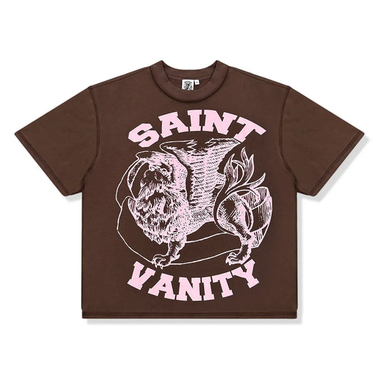 SAINT VANITY GRIFFIN TEE BROWN/PINK