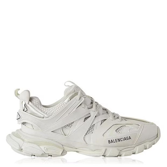 BALENCIAGA TRACK LOGO-DETAILED MESH AND RUBBER SNEAKERS WHITE